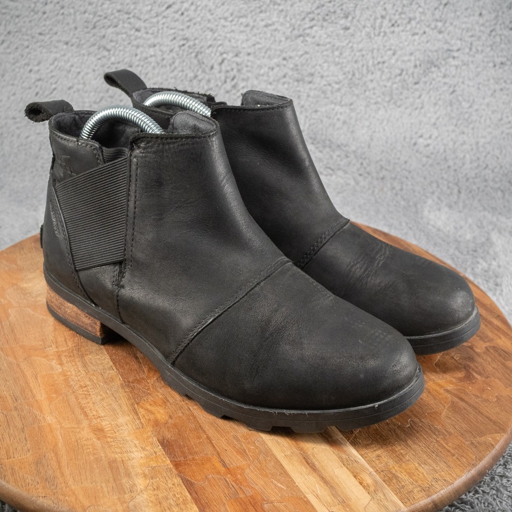 Sorel women's size 9 Chelsea boots black waterproof leather Ankle Booties